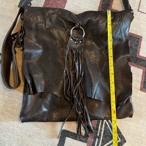 Embossed soft leather hobo bag